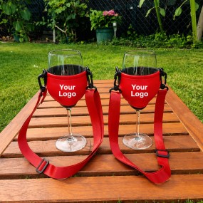Weinglashalter Neopren mit Band bedrucken lassen - Wein...
