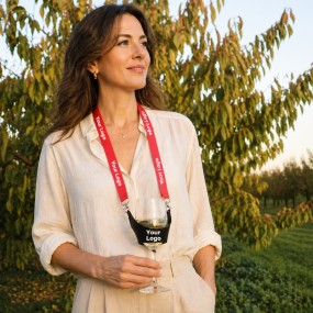 Weinglashalter aus PVC mit Lanyard und eigenem Design –...