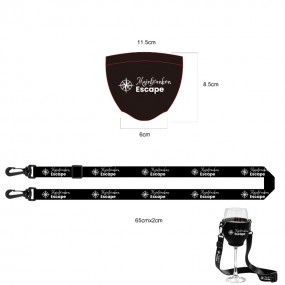 Weinglashalter aus Neopren mit Lanyard individuell bedr...