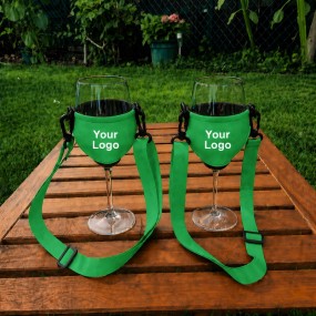 Weinglashalter aus Neopren mit Band und Logo – personal...