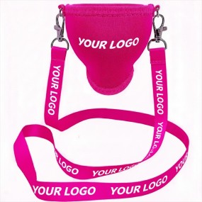 Werbe-Weinglashalter aus Neopren mit Umhänge-Lanyard un...