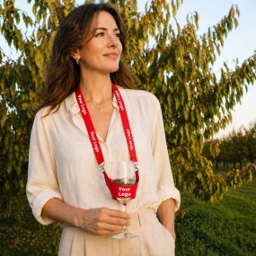 Weinglashalter aus PVC mit Lanyard und Logo – perfekt f...