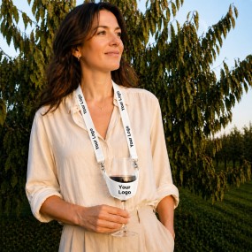 Weinglashalter PVC mit Lanyard und eigenem Logo – perso...